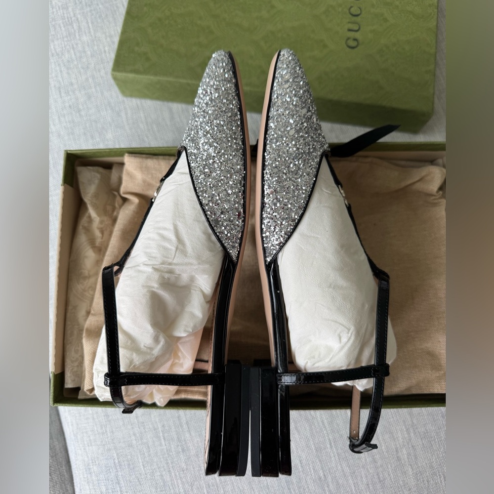 NIB Gucci Wonen's Double G ballet glitter flat - Picture 4 of 6